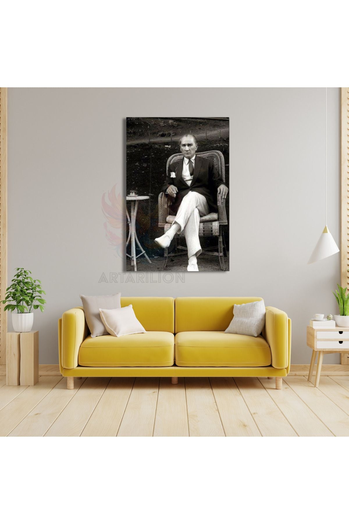 Siyah Beyaz Atatürk Tablosu Kanvas Tablo HD Dijital Baskı Kanvas Tablo Atatürk Portresi