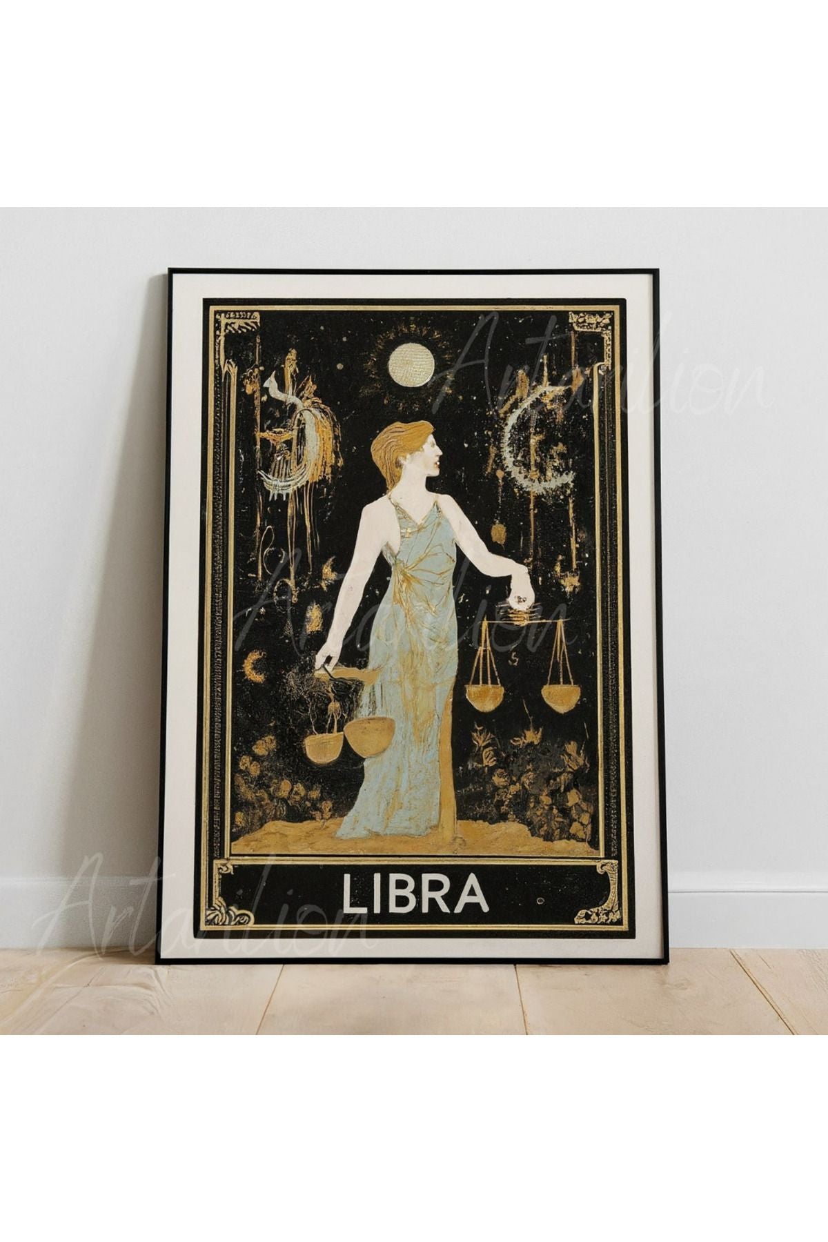 Kanvas Dijital HD Baskı Kanvas Tablo Libra Burcu Kanvas Tablo Zodiac Burç Duvar Tablosu