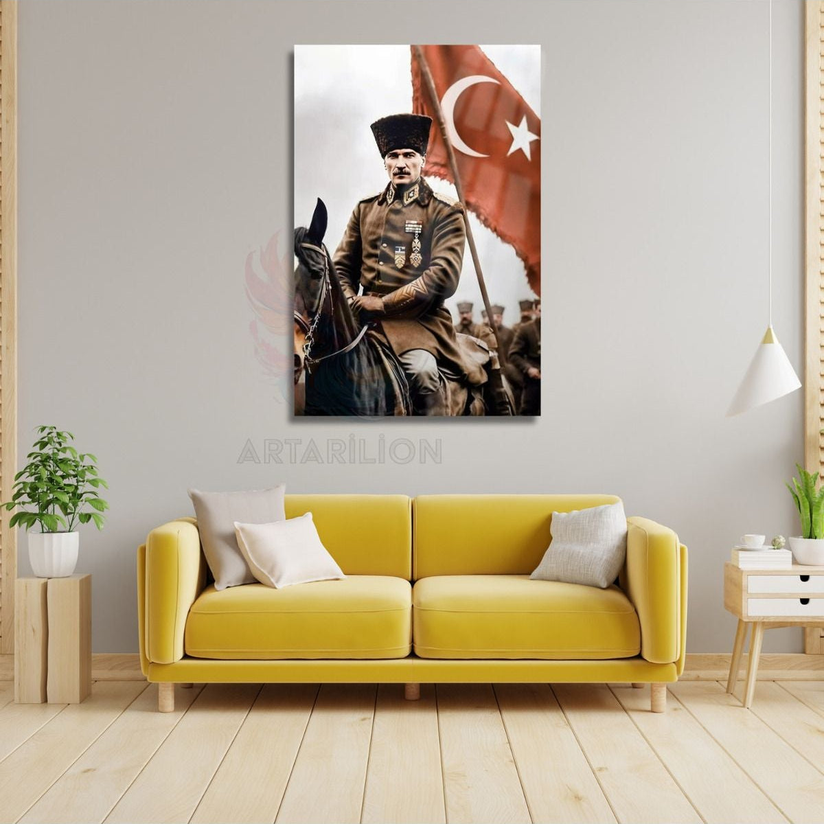 Atatürk ve Türk Bayrağı Kırılmaz Cam Tablo Dijital HD Baskı Tablo Duvar Dekor