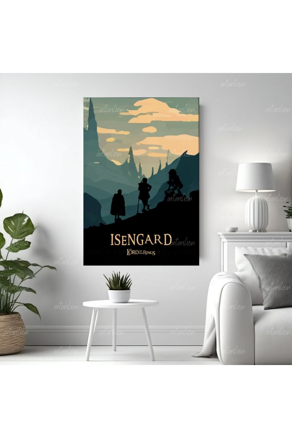 Yüzüklerin Efendisi İsengard Kanvas Tablo Duvar Dekorasyonu LOTR Oyun Odası Salon Dizi Film Tablosu