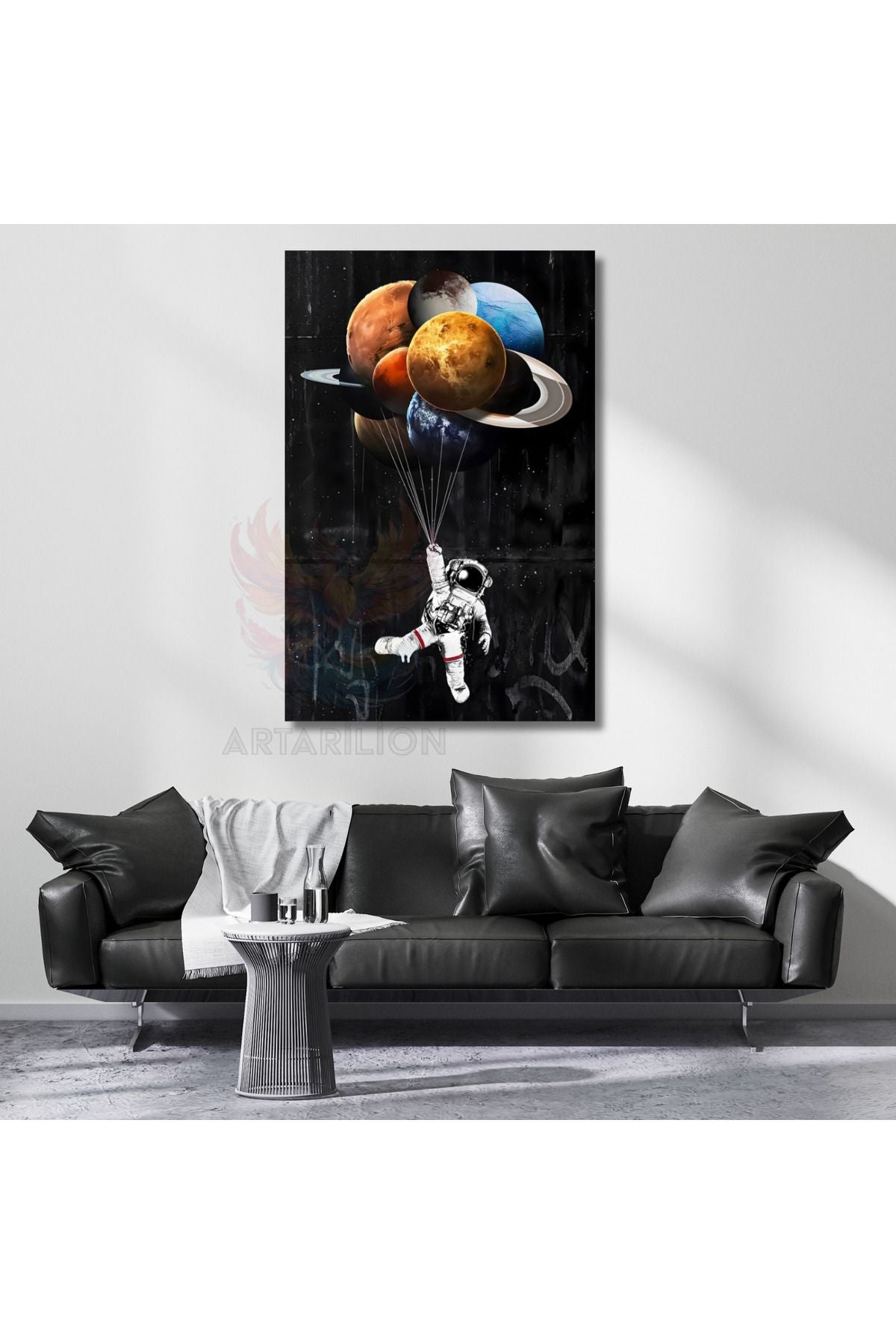 Astronot ve Gezegen Balonlar Kanvas Tablo Salon Tablosu Modern Duvar Tablosu