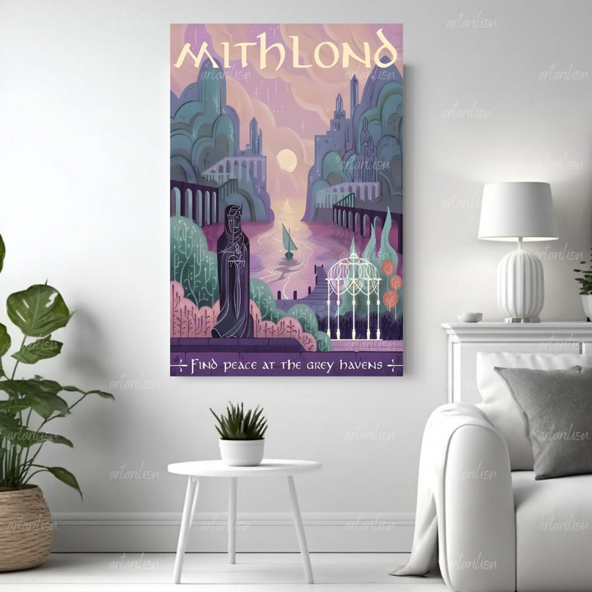 Lord of the Rings Canvas Painting Mithlond Wall Decoration LOTR Game Room Living Room TV Series Movie Painting