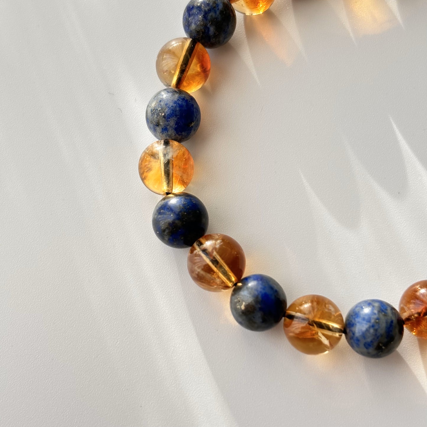 Natural Stone Yellow Blue Citrine Lapis Men's Bracelet