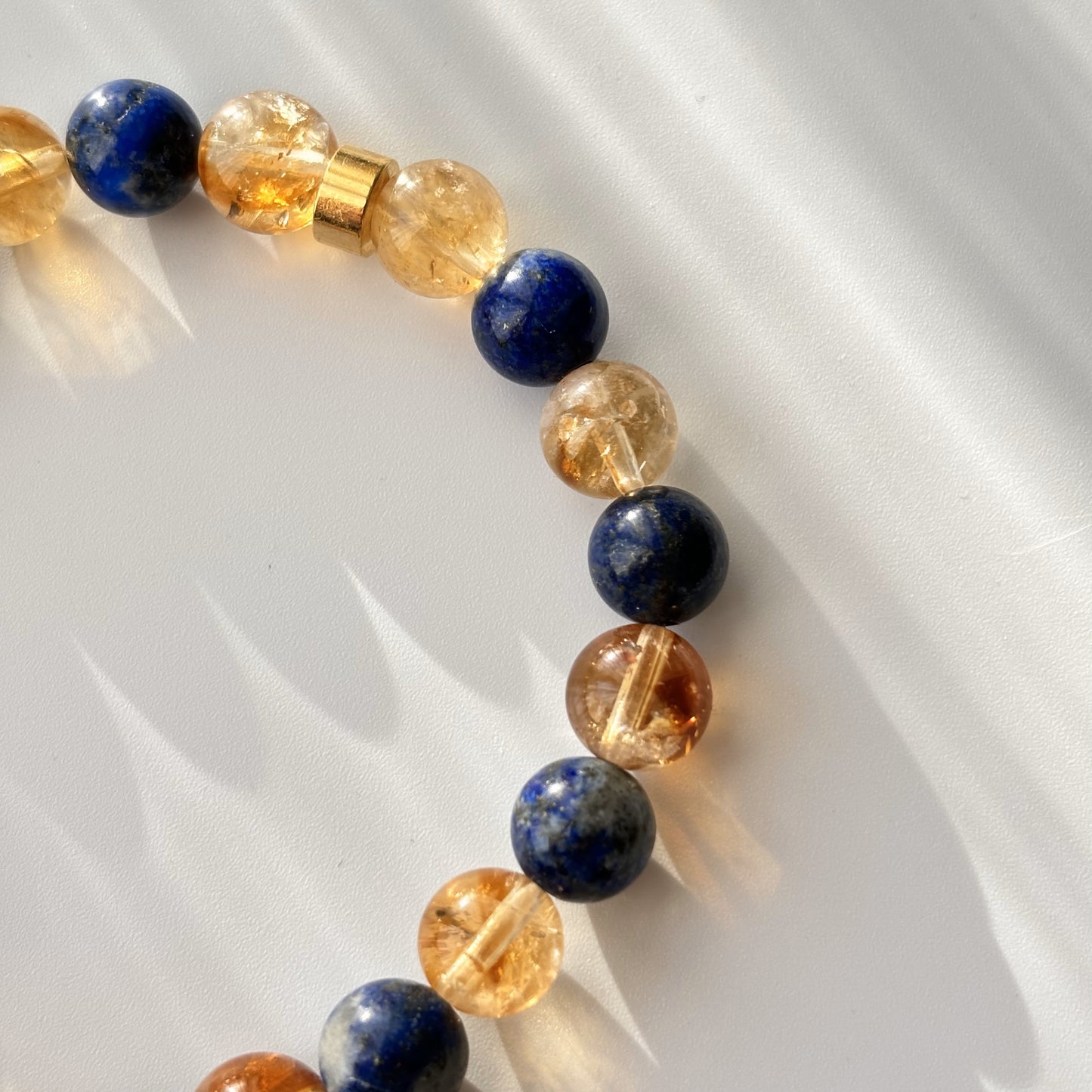 Natural Stone Yellow Blue Citrine Lapis Men's Bracelet