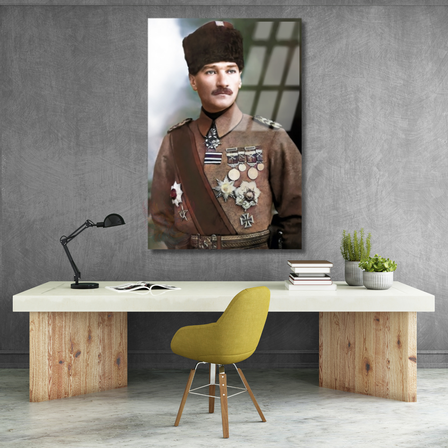 Atatürk Portre Cam Tablo Mustafa Kemal Atatürk Tablo Ev Ofis Dekorasyon Cam Tablo