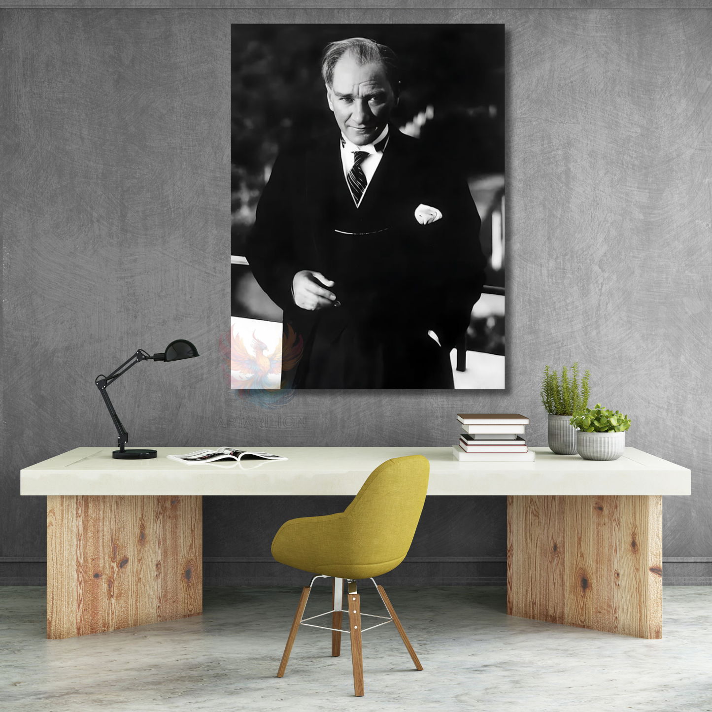 Siyah Beyaz Atatürk Portresi Kanvas Tablo Mustafa Kemal Atatürk Tablo Modeli Ev Ofis Dekoru