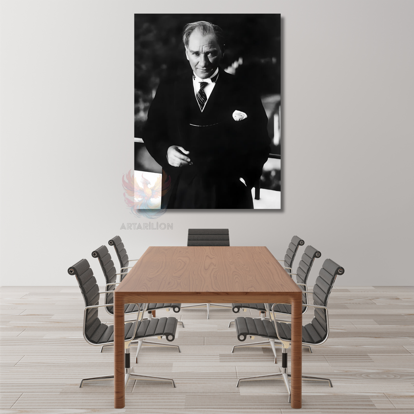 Siyah Beyaz Atatürk Portresi Kanvas Tablo Mustafa Kemal Atatürk Tablo Modeli Ev Ofis Dekoru