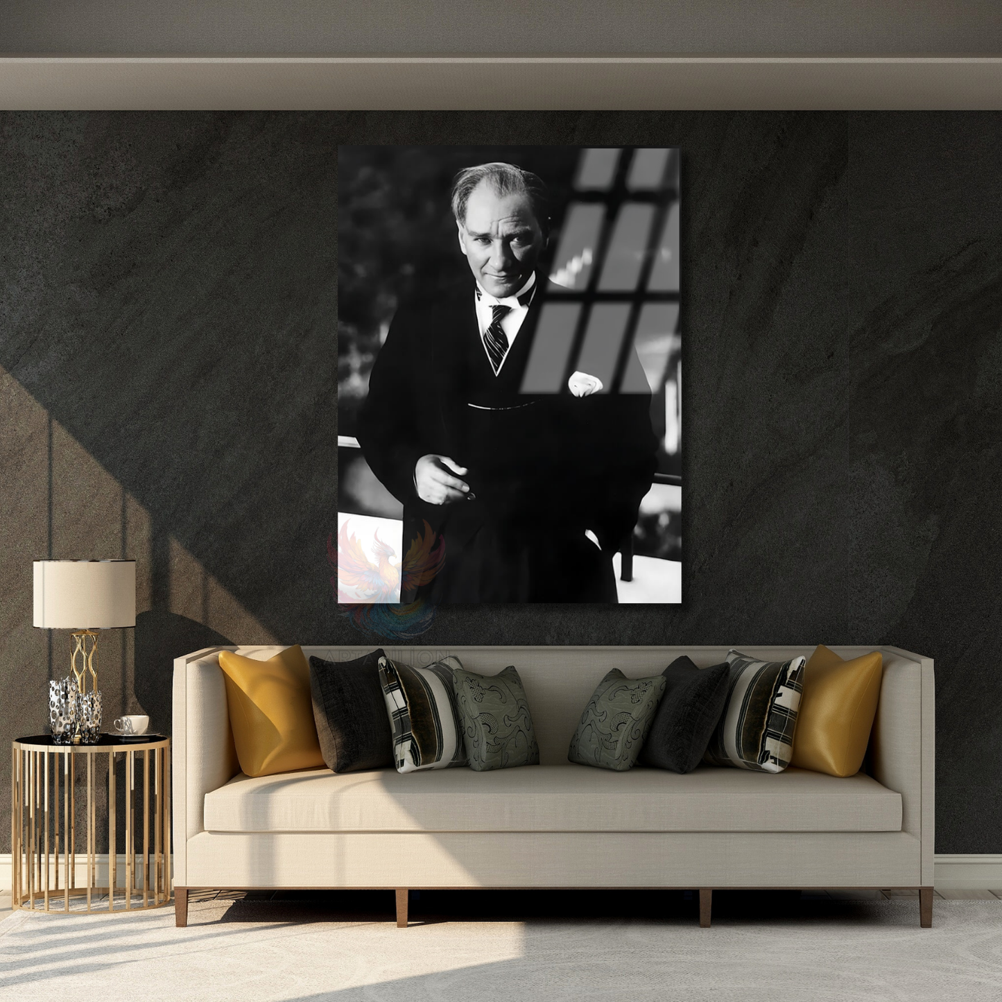 Siyah Beyaz Atatürk Portresi Cam Tablo Mustafa Kemal Atatürk Tablo Modeli Ev Ofis Dekoru