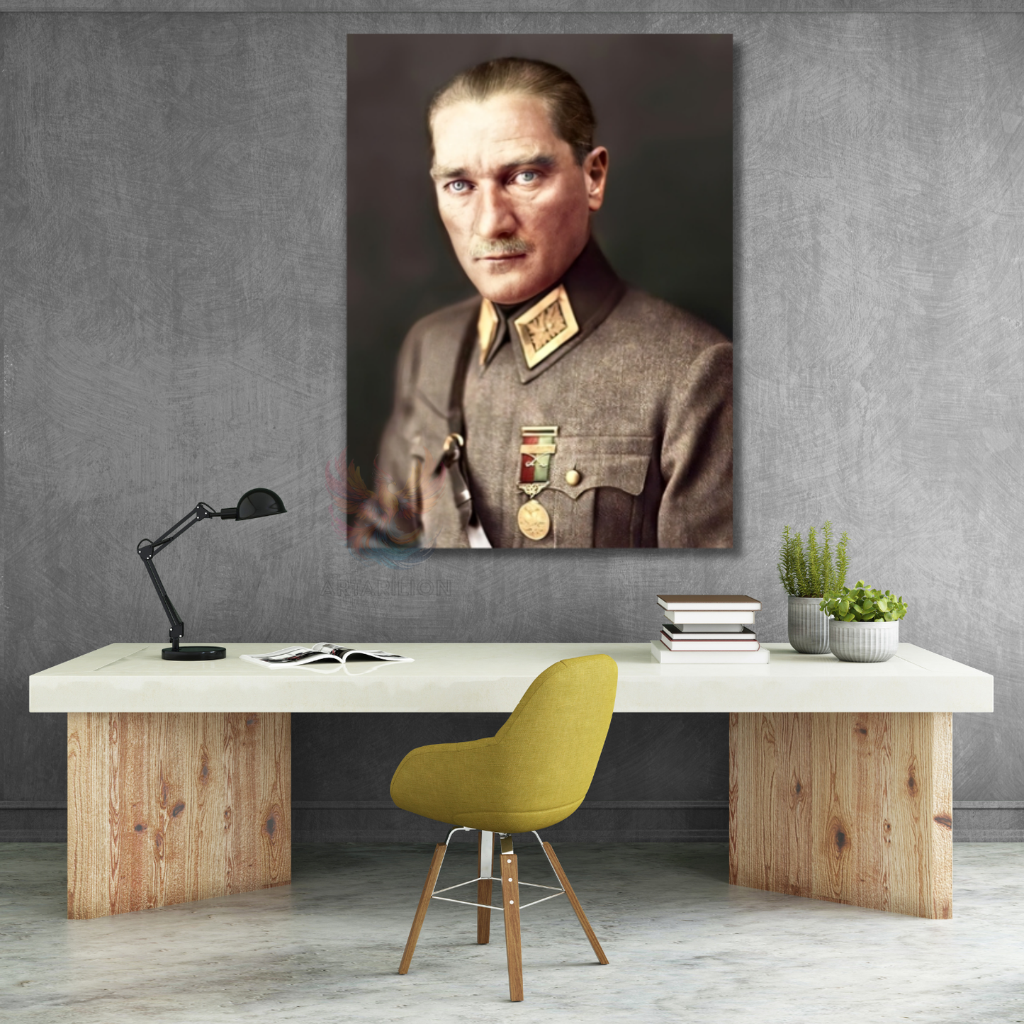 Uniformalı Atatürk Portresi Mustafa Kemal Atatürk Kanvas Tablo Modeli Ev Ofis Dekoru