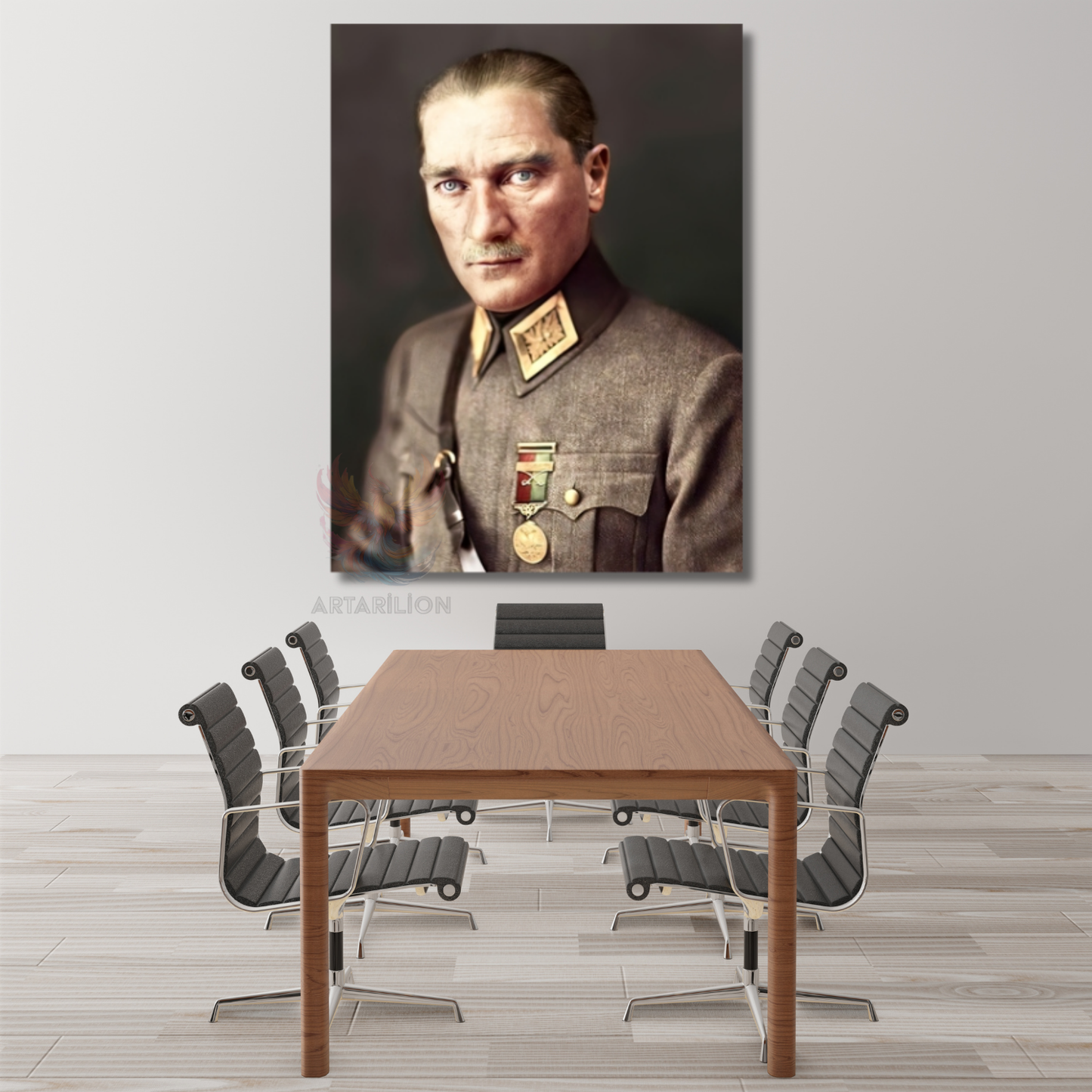 Uniformalı Atatürk Portresi Mustafa Kemal Atatürk Kanvas Tablo Modeli Ev Ofis Dekoru