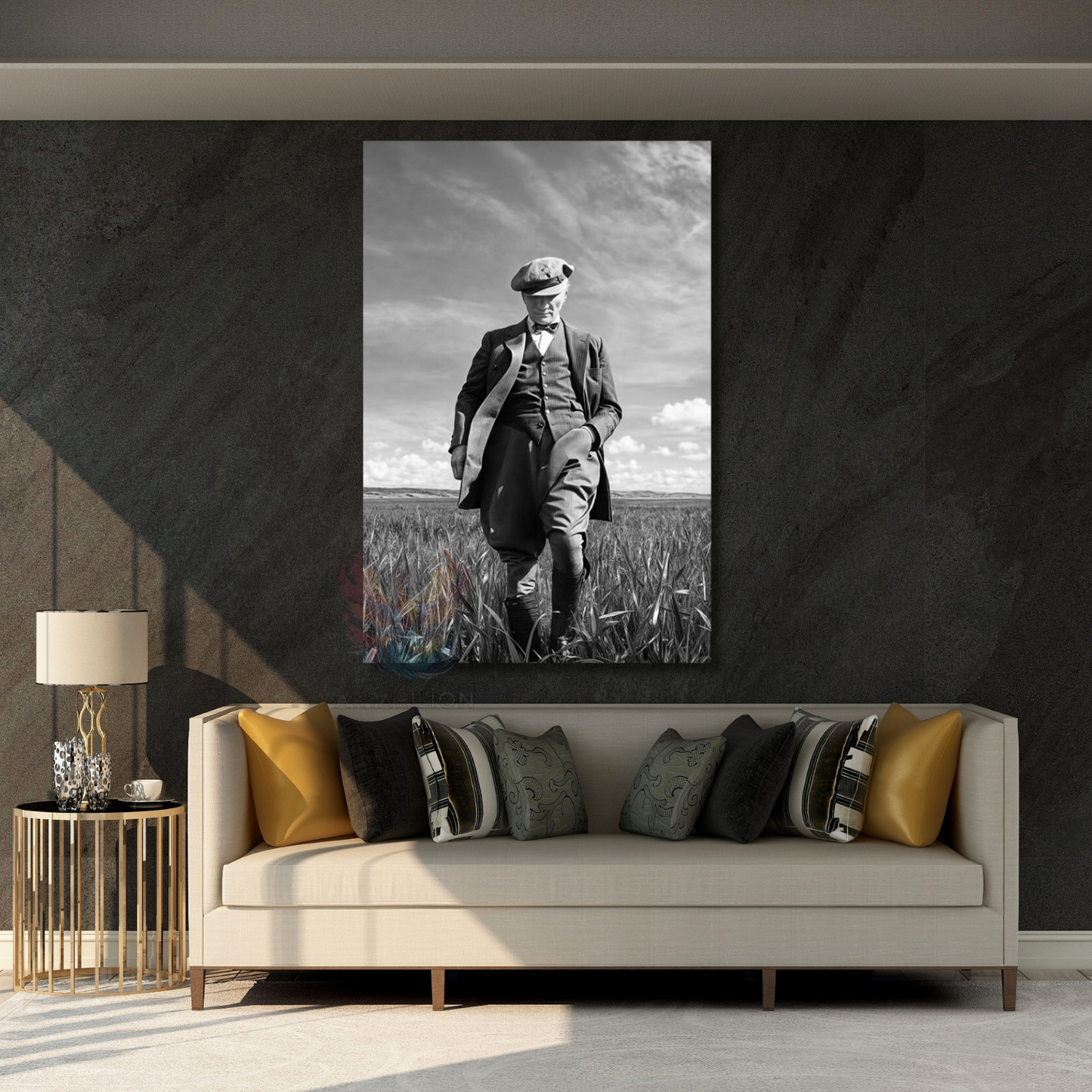 Siyah Beyaz Atatürk Görseli Kanvas Tablo Dijital Baskı Kanvas