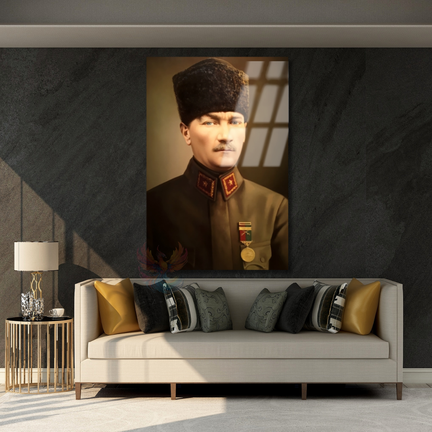 Cam Atatürk Portresi Ofis Tablosu Yeni Ev Hediyesi Cam Duvar Dekoru