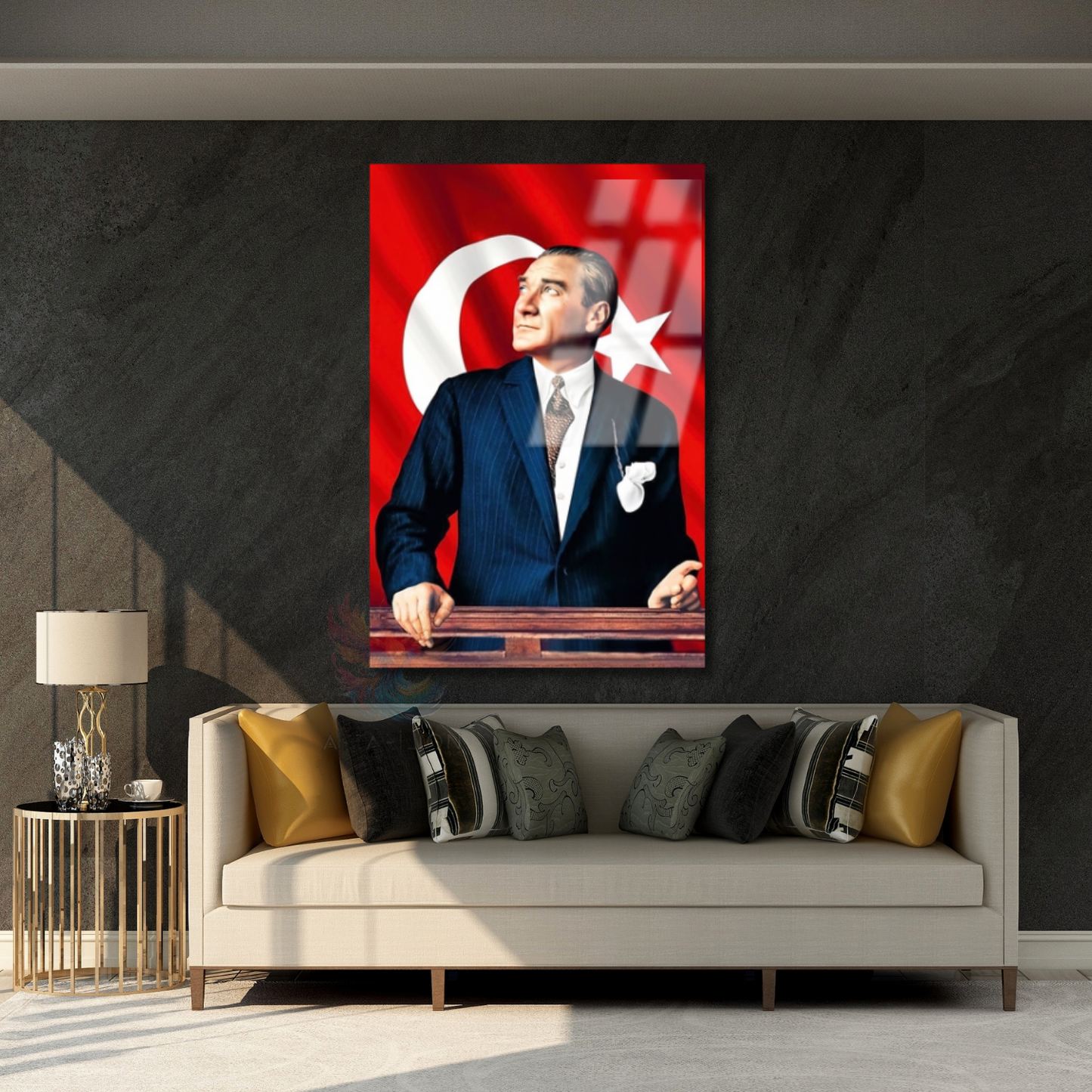 Atatürk ve Bayrak Cam Tablo Modeli Sınıf Tablosu Okul Ev Ofis Tablosu