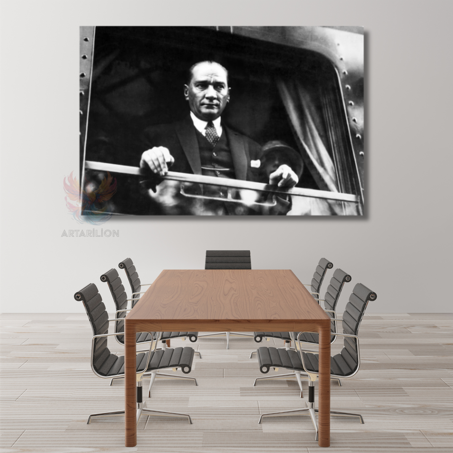 Kanvas Atatürk Tablo Modeli Siyah Beyaz Atatürk Tablosu Kanvas Dekor