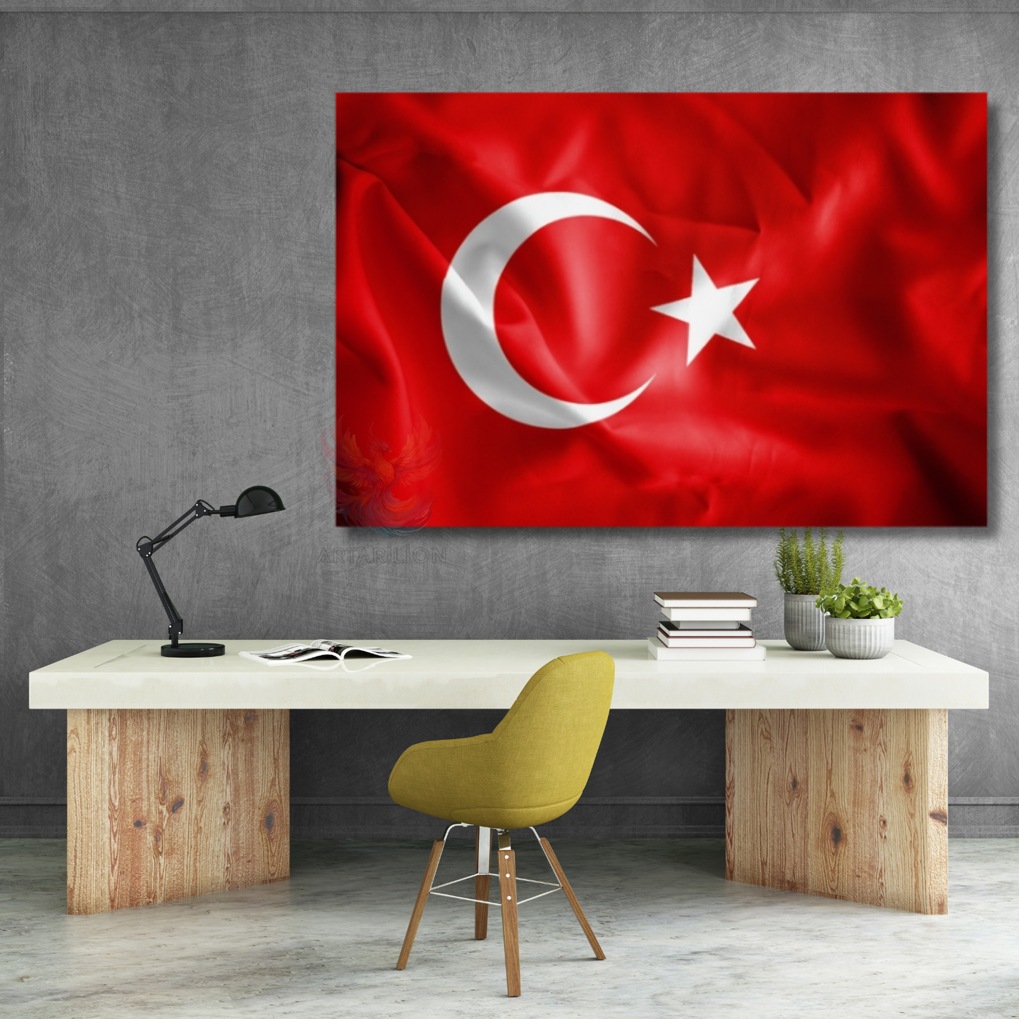 Türk Bayrağı Görseli Kanvas Tablo Ev Ofis Okul Tablosu Ay Yıldız Duvar Tablosu