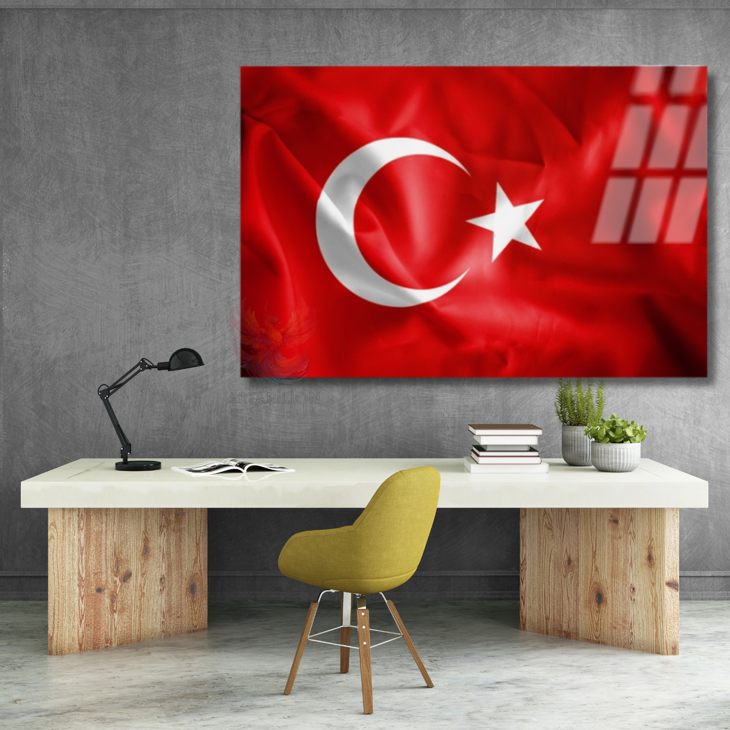 Türk Bayrağı Görseli Cam Tablo Ev Ofis Okul Tablosu Ay Yıldız Duvar Tablosu
