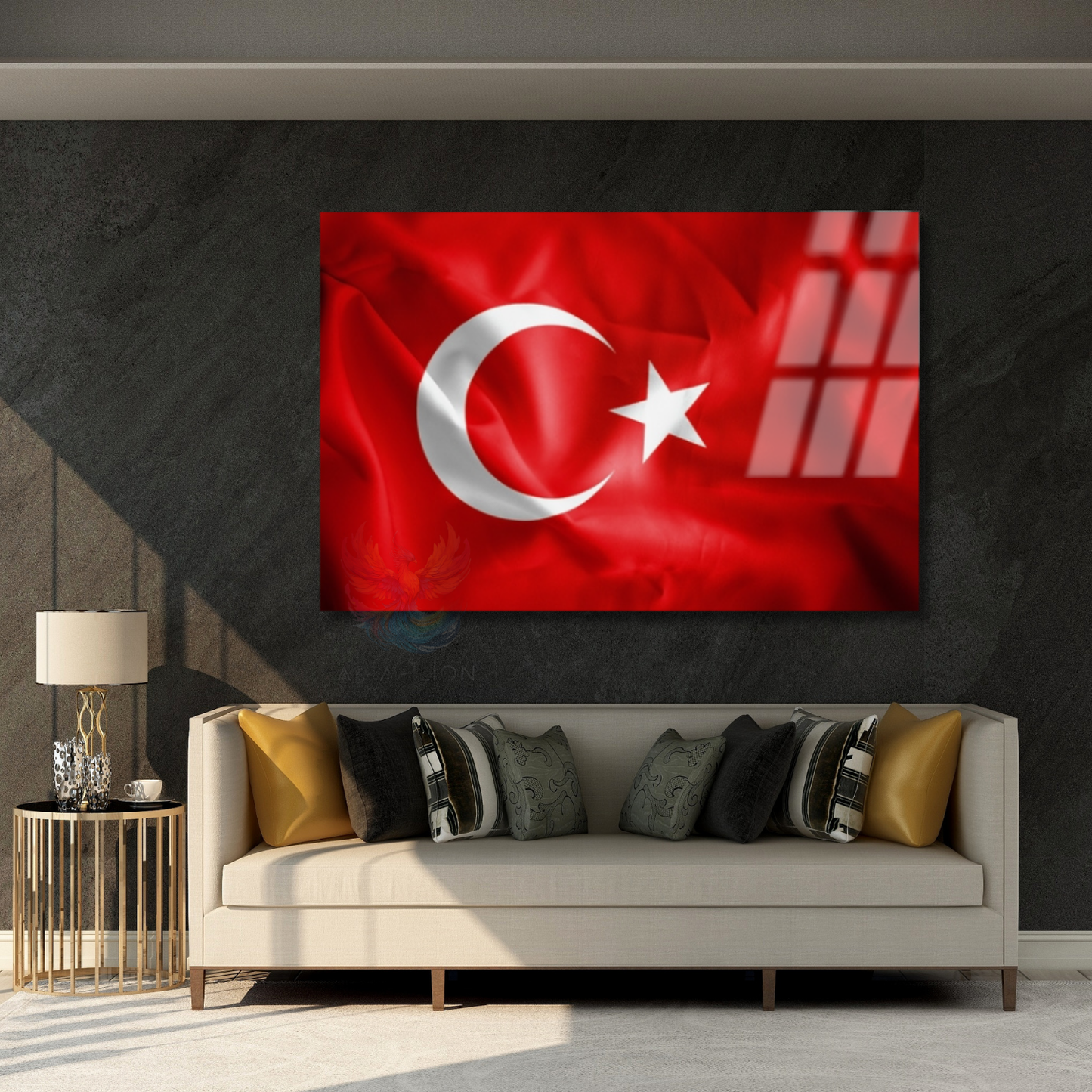 Türk Bayrağı Görseli Cam Tablo Ev Ofis Okul Tablosu Ay Yıldız Duvar Tablosu