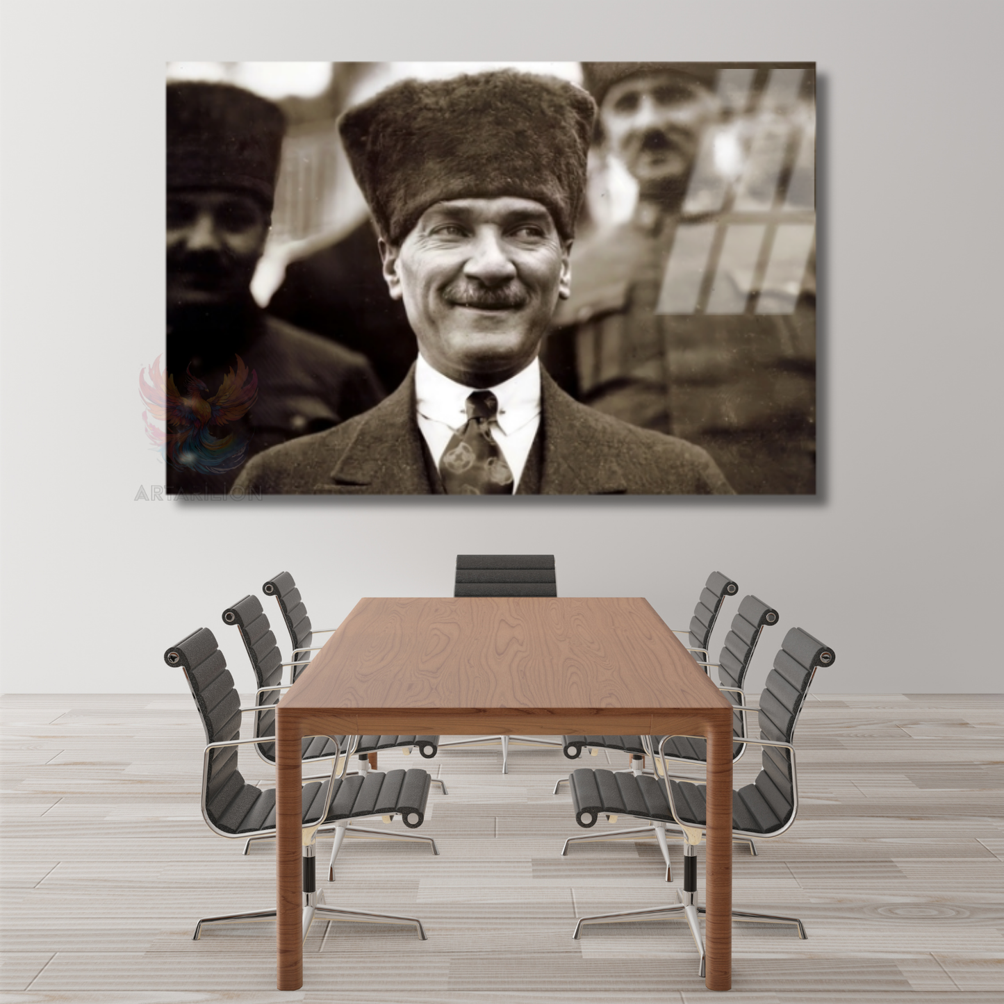 Mustafa Kemal Atatürk Siyah Beyaz Tablo Cam Tablo Modeli Hd Dijital Baskı Duvar Tablosu
