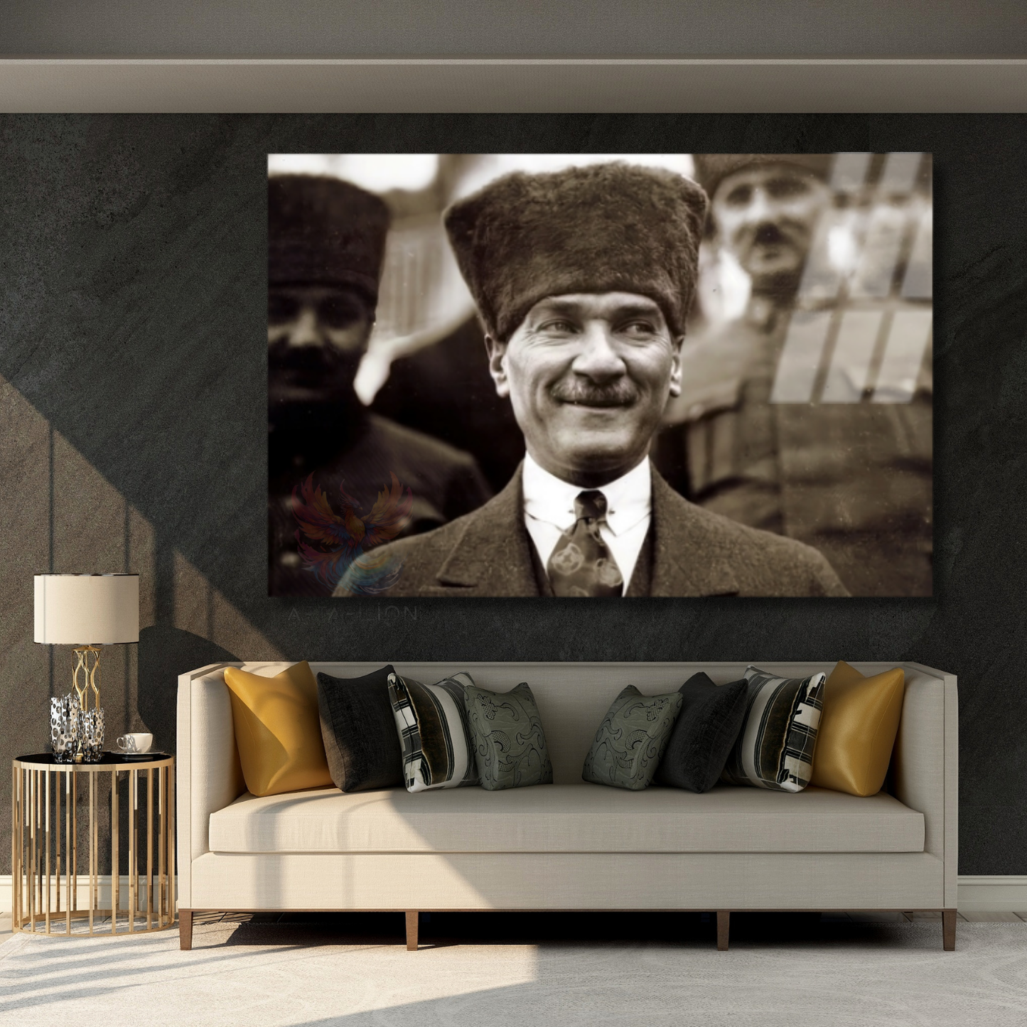 Mustafa Kemal Atatürk Siyah Beyaz Tablo Cam Tablo Modeli Hd Dijital Baskı Duvar Tablosu