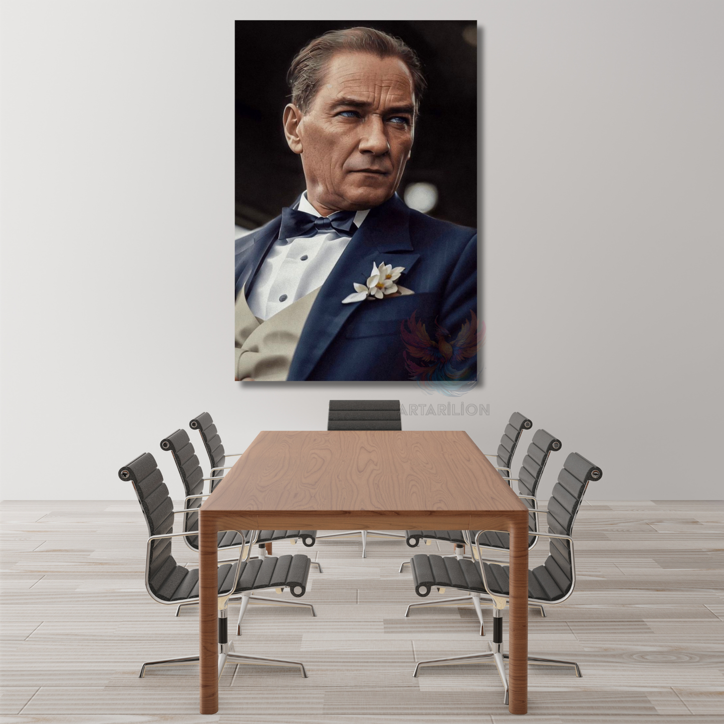 Karizmatik Renkli Atatürk Görseli Kanvas Tablo Dikey Duvar Tablosu