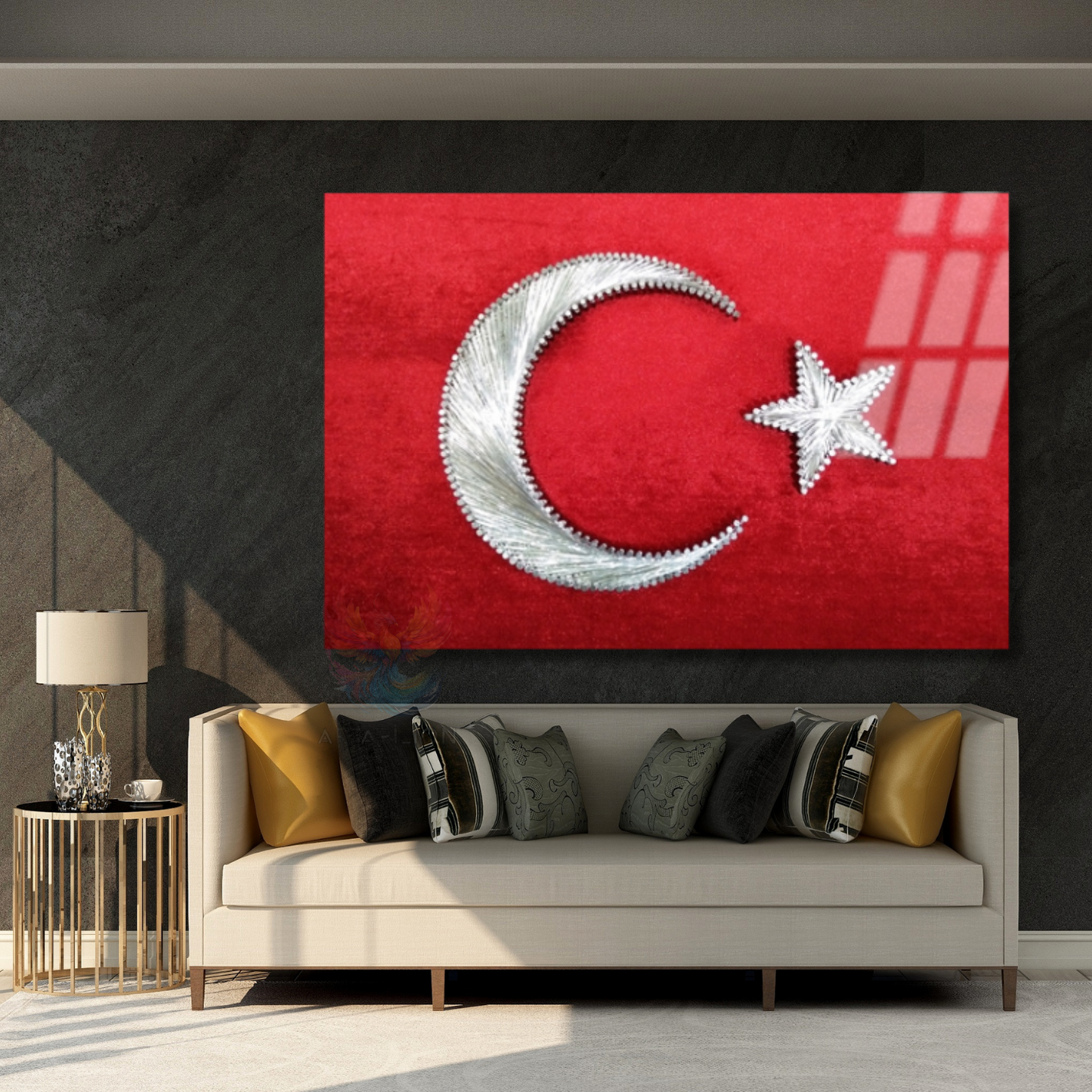 Türk Bayrağı Görseli Cam Tablo Ofis Ev Okul Tablo Tasarım Cam Tablo