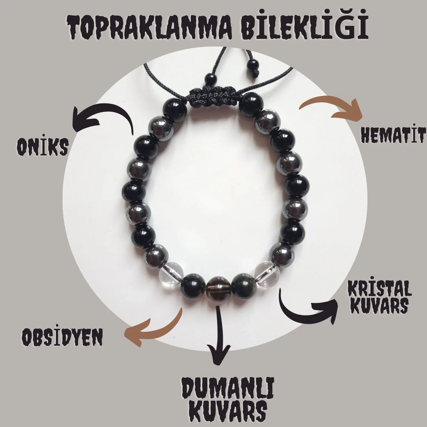 Doğal Taş Topraklanma Erkek Bilekliği