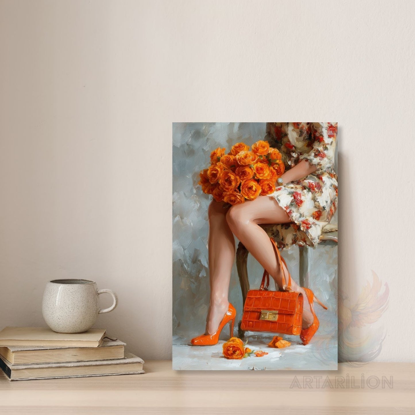 Woman in Orange Canvas Wall Art Modern Home Decor Canvas Living Room Art