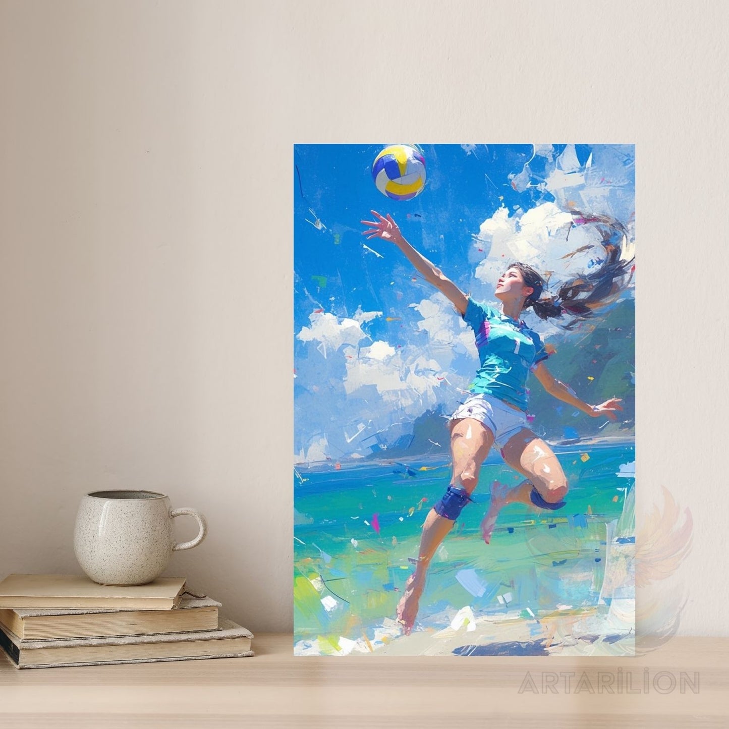 Voleybol Oynayan Kız Kanvas Tablo Duvar Tablosu Modern Ev Dekoru Kanvas Salon Tablosu