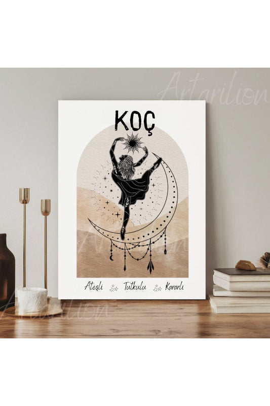 Dijital HD Baskı Kanvas Tablo Koç Burcu Kanvas Tablo Zodiac Burç Duvar Tablosu