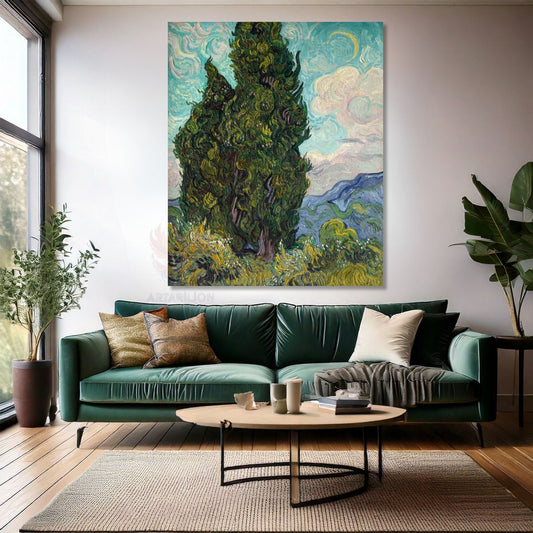 Van Gogh Canvas Painting Canvas Wall Painting Impressionism Painting Cypresses-1889