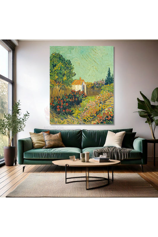Van Gogh Kanvas Tablo Dijital Baskı Kanvas Duvar Tablosu Bahçe Manzarası Empresyonizm Tablo