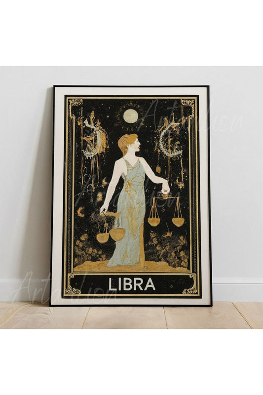 Kanvas Dijital HD Baskı Kanvas Tablo Libra Burcu Kanvas Tablo Zodiac Burç Duvar Tablosu