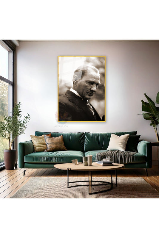 Atatürk Portresi Ev Ofis Tablosu Metal Çerçeveli Cam Atatürk Tablosu Ofis Hediyesi