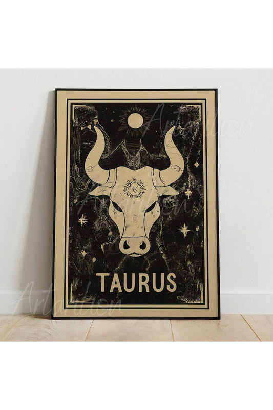 Kanvas Dijital HD Baskı Kanvas Tablo Boğa Burcu Kanvas Tablo Zodiac Burç Duvar Tablosu