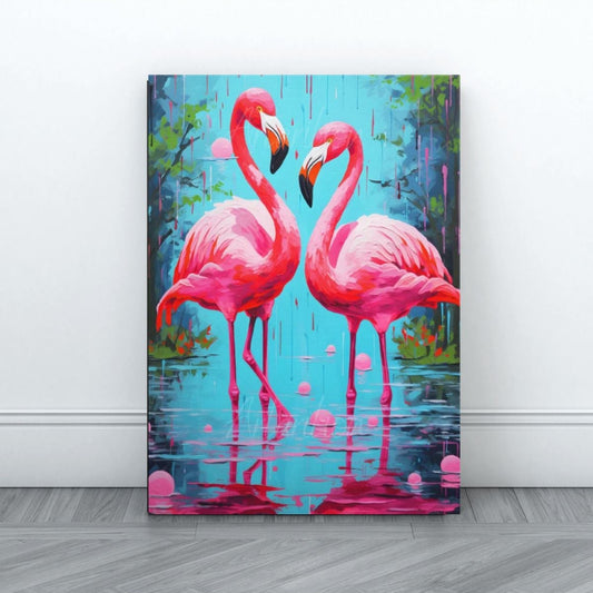 Kanvas Dijital Hd Baskı Kanvas Tablo Flamingo Çift Pembe Salon Duvar Tablosu