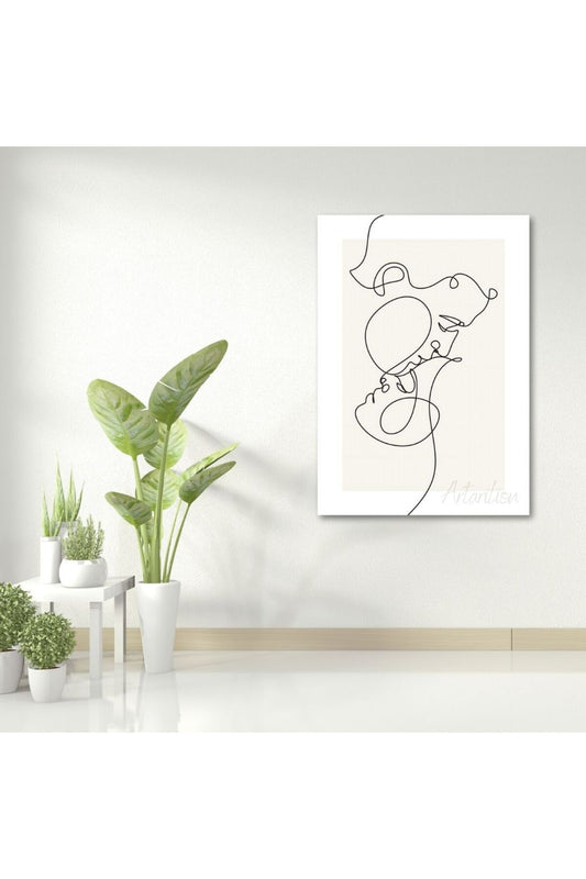 Kanvas Dijital HD Baskı Kanvas Tablo Minimalist Aşıklar Çizgi Art Duvar Tablosu