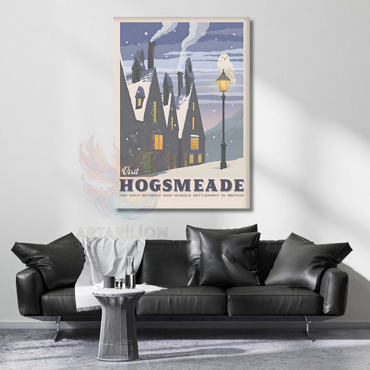 Hogsmeade Harry Potter Canvas Print Snow Themed Wall Decoration