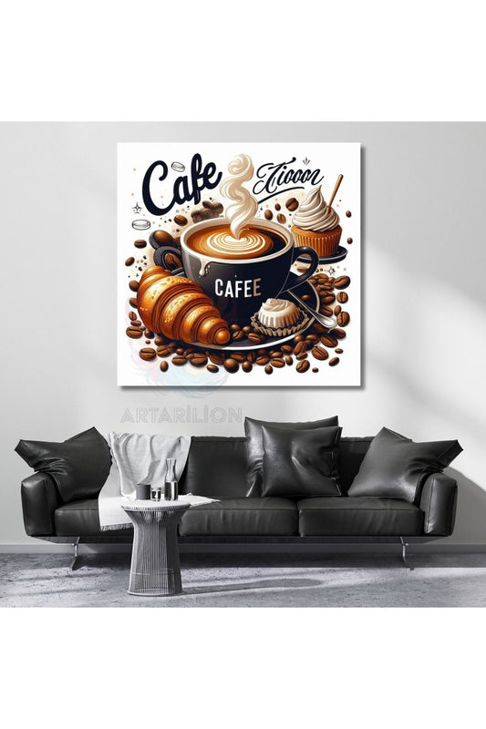 Kafe Tablosu Kanvas Kahve Temalı Duvar Tablosu Ofis Tablosu