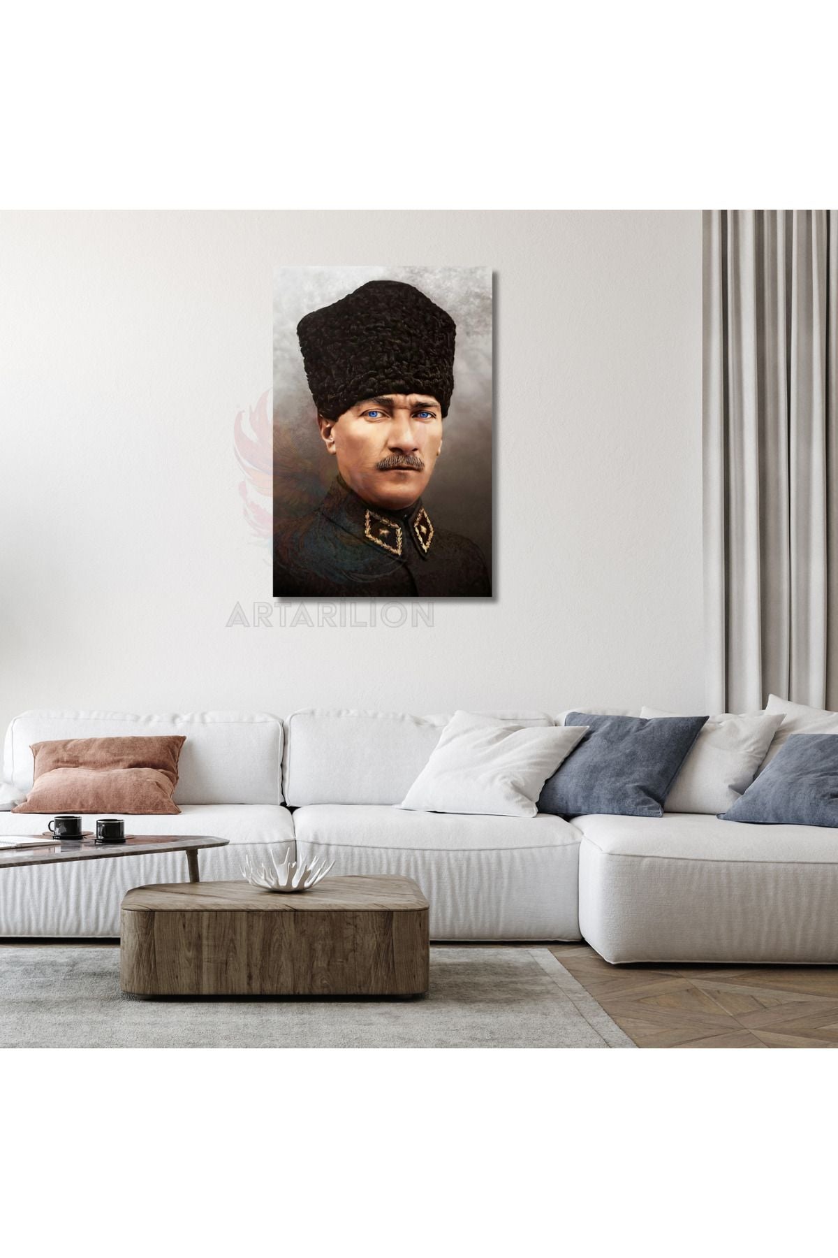 Atatürk Portresi Kanvas Tablo Atatürk Temalı Duvar Dekoru Ev Ofis Dekoru Dijital Baskı