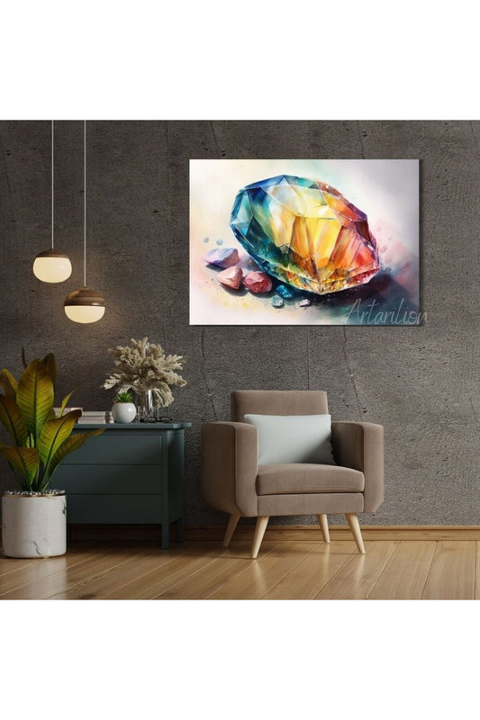 Kanvas Dijital HD Baskı Kanvas Tablo Çok Renkli Kristal Duvar Tablosu