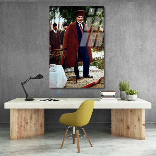 Great Leader Atatürk Glass Painting Vertical Wall Painting Colorful Atatürk Visual Home Office Decor