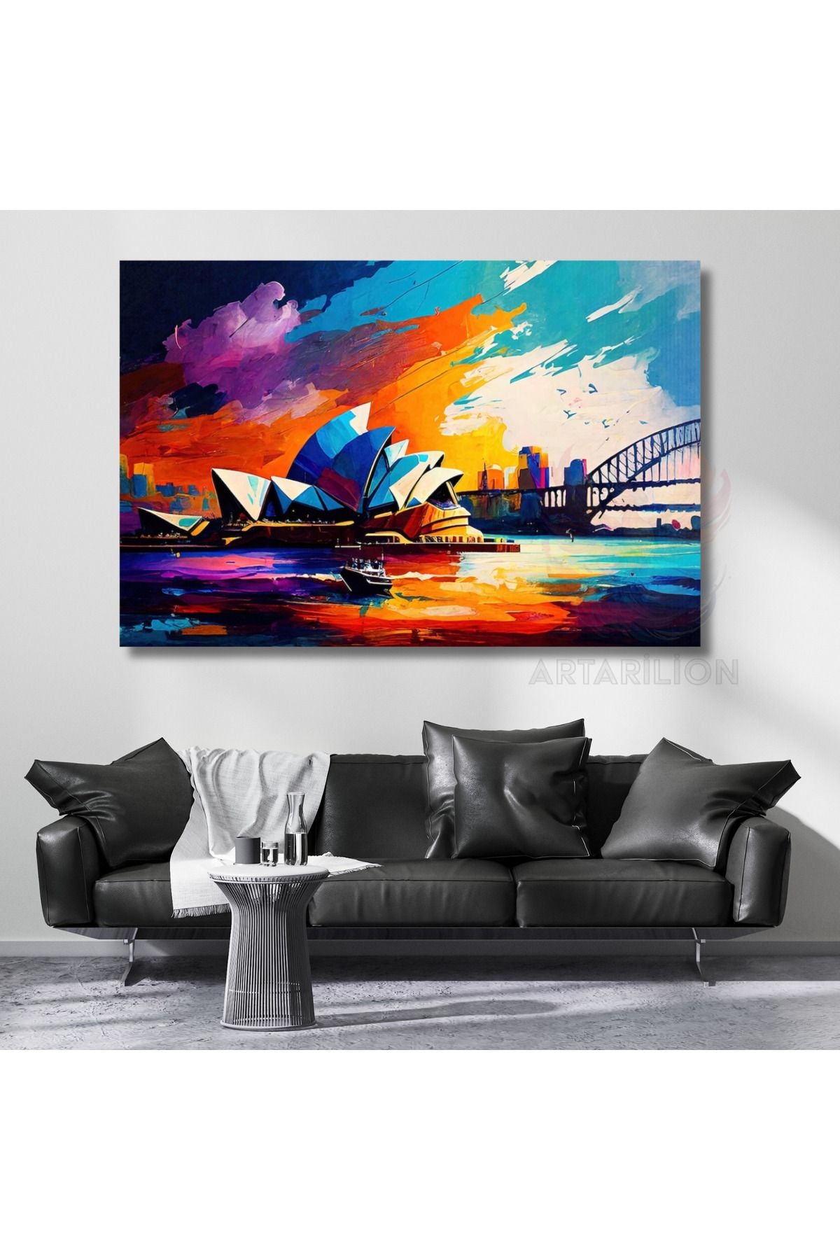 Sydney Opera Binası Rengarenk Kanvas Tablo Salon Tablosu