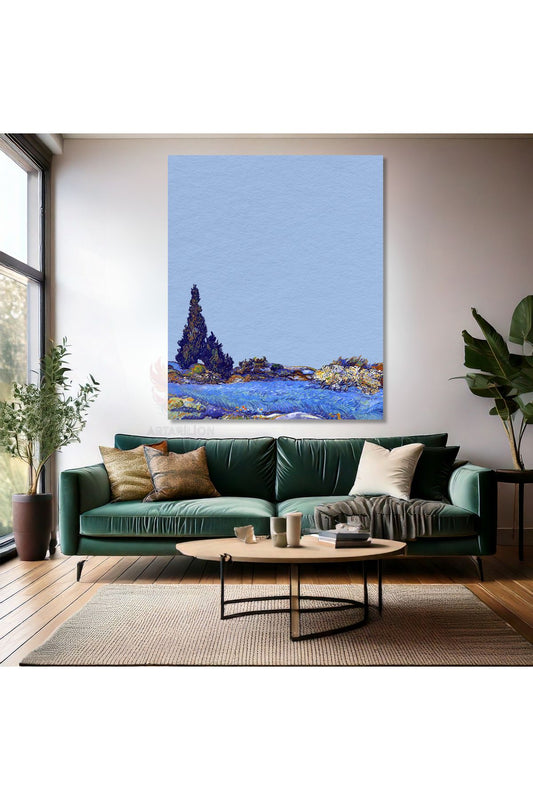 Van Gogh Kanvas Tablo Dijital Baskı Kanvas Duvar Tablosu Mavi Manzara Empresyonizm Tablo