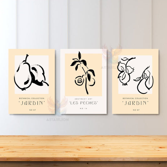 Set of 3 Canvas Paintings Minimalist Boho Modern Art Botanical Collection Wall Painting Canvas Painting