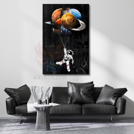 Astronaut and Planet Balloons Canvas Painting Living Room Modern Wall Painting
