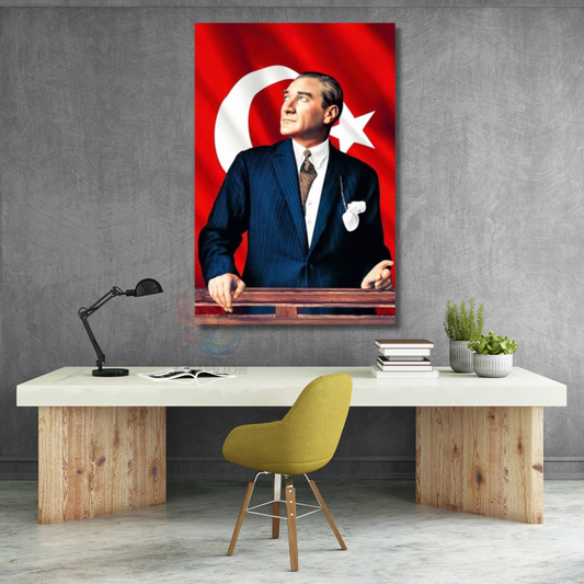 Atatürk ve Bayrak Kanvas Tablo Modeli Sınıf Tablosu Okul Ev Ofis Tablosu