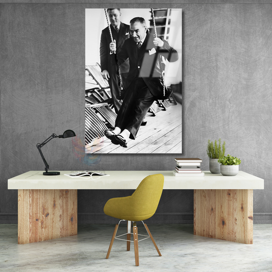 Atatürk Swinging on a Swing Glass Painting Model Atatürk Painting