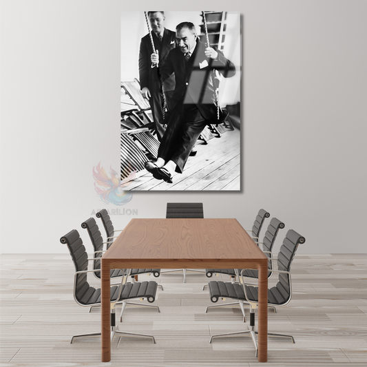 Atatürk Swinging on a Swing Glass Painting Model Atatürk Painting