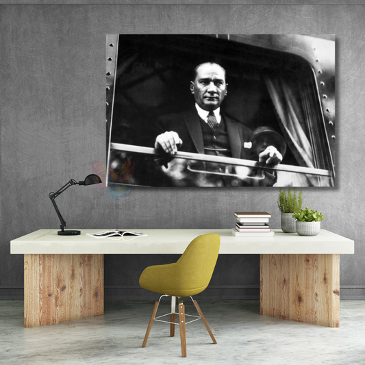 Kanvas Atatürk Tablo Modeli Siyah Beyaz Atatürk Tablosu Kanvas Dekor