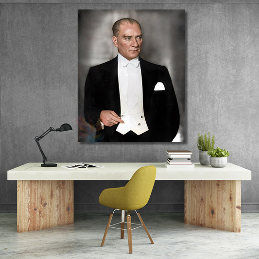 Mustafa Kemal Atatürk Renkli Tablo Kanvas Tablo Modeli Hd Dijital Baskı Duvar Tablosu